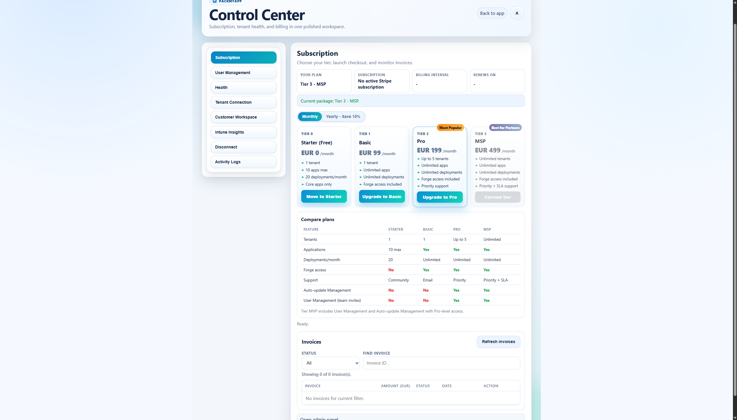 Settings overview